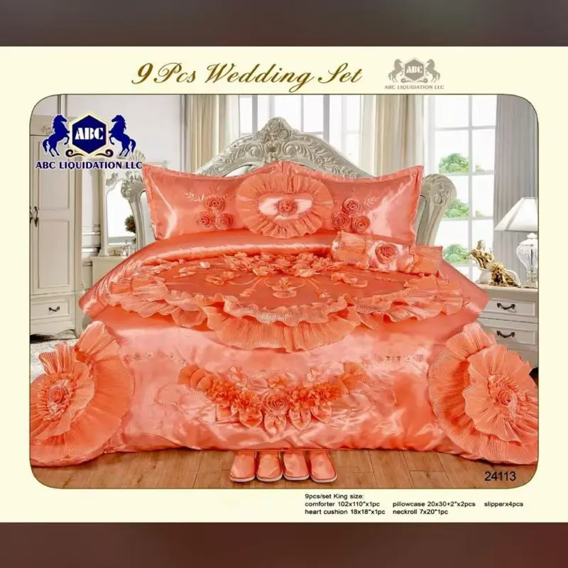 9-Piece Luxury Bedding Sheet & Pillowcase Set, 100% Polyester, Machine Wash Separately, Non-Chlorine Bleach, Tumble Dry on Low Heat