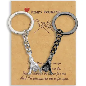 2Pcs Pinky Promise Matching Keychains for Couples Best Friend BFF, Cute Valentines Day Birthday Gift for Him Her