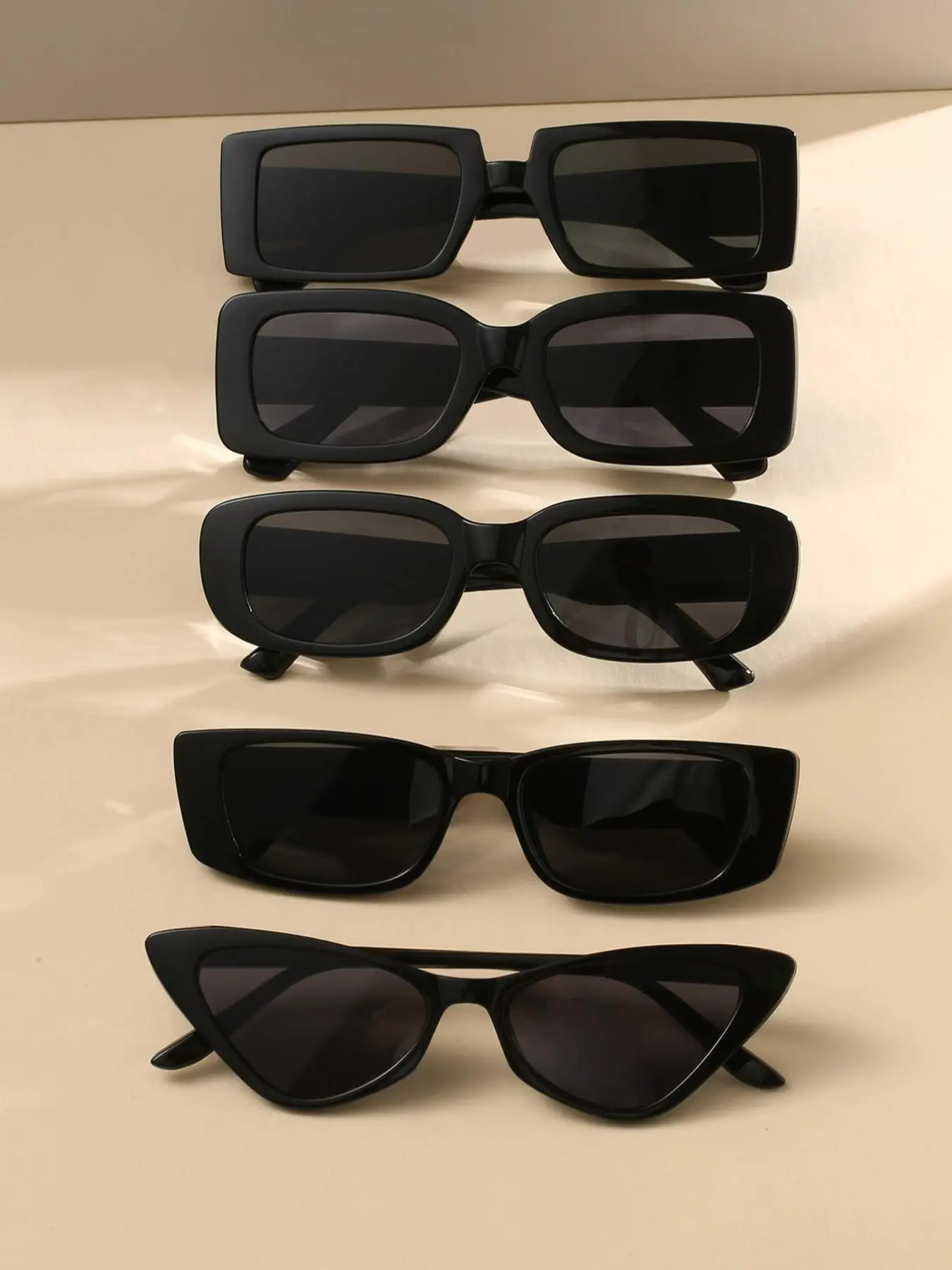 5 Pairs Minimalist Eyeglasses for Everyday Use, Fashion Cat Eye & Square Frame Eyewear, Travel Accessories, Plastic Frame Sunglasses