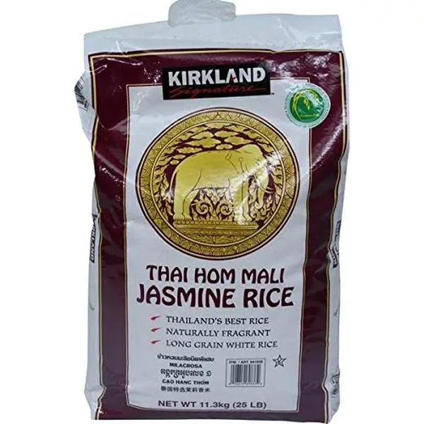 Kirkland Signature Original Hom Mali Jasmine Rice Grain - 25 lb, Cholesterol-Free, Natural Ingredients, Jasmine Aroma, All Ages Pantry Staple, Cupboard