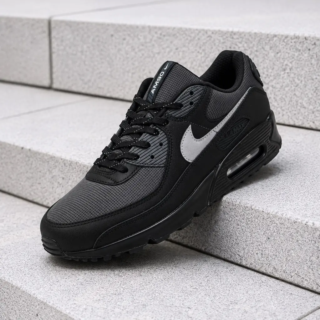 Nike Air Max 90 Black Reflective Silver IQ0291-010 Men's Fashion Sneaker New