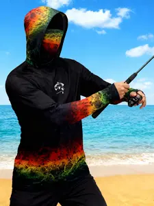 Men's Fishing Hoodie with Face Cover, Long Sleeve Neck Sailing Shirt for Summer Performance, Hunting Jersey and Beach Tops Wear, Athletic Hoodie, Raglan Sleeve Hoodie, Athletic Hoodies, Hoodie Clothing Tops