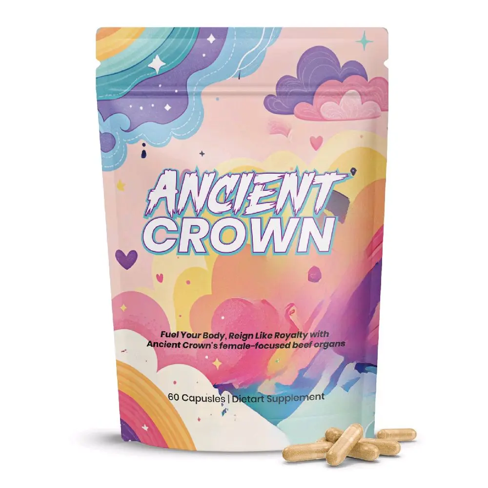 Ancient Crown Beef Organ Superfood Vitamin Capsules - 60 Count, Female-Focused Natural Dietary Supplement for Energy, Hormone Balance, Immune & Daily Supplemental Nutrition Support, Grass-Fed, Non-GMO, Nutrient-Dense