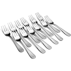 Appetizer Small Forks Set of 12, 5.4 Inches, Dessert Forks Stainless Steel, 3-Tine Portable Cocktail Salad Fruit Forks for Party Travel