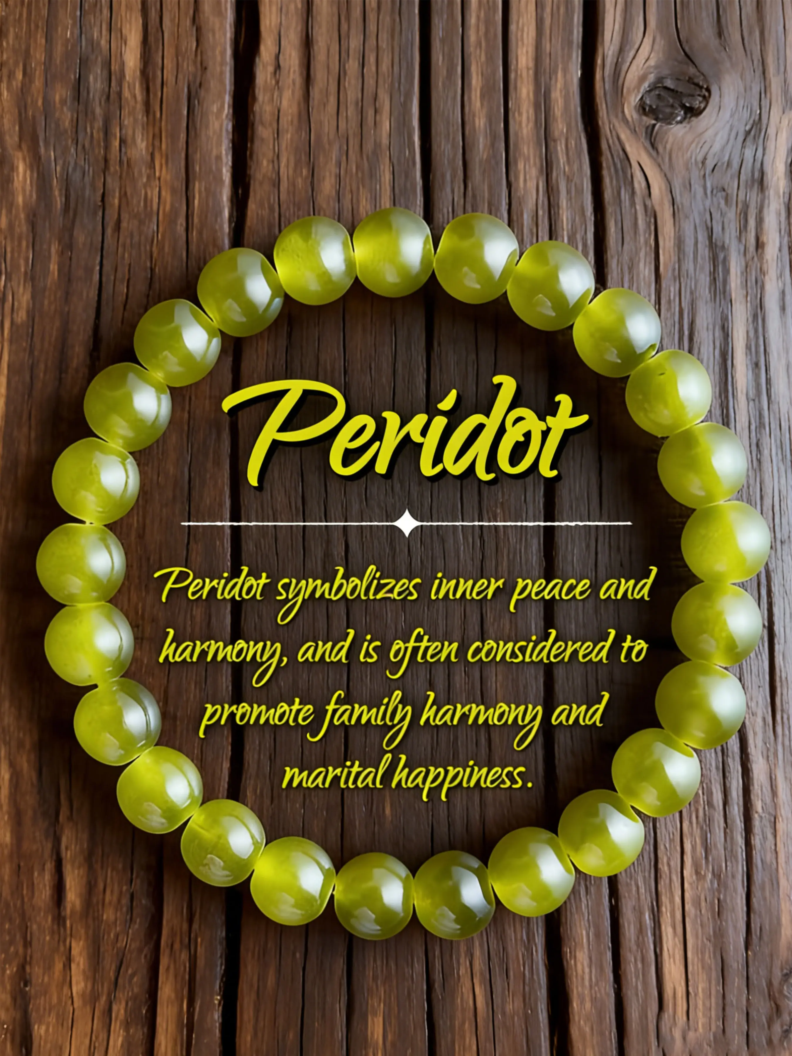 1pc Olive Peridot Bead Bracelet, Imitation Peridot Material, October Birthstone Jewelry Gift, Elegant Round Beads, All Seasons Wear, High Quality Bracelet, Beaded Bracelet, Stone bracelets