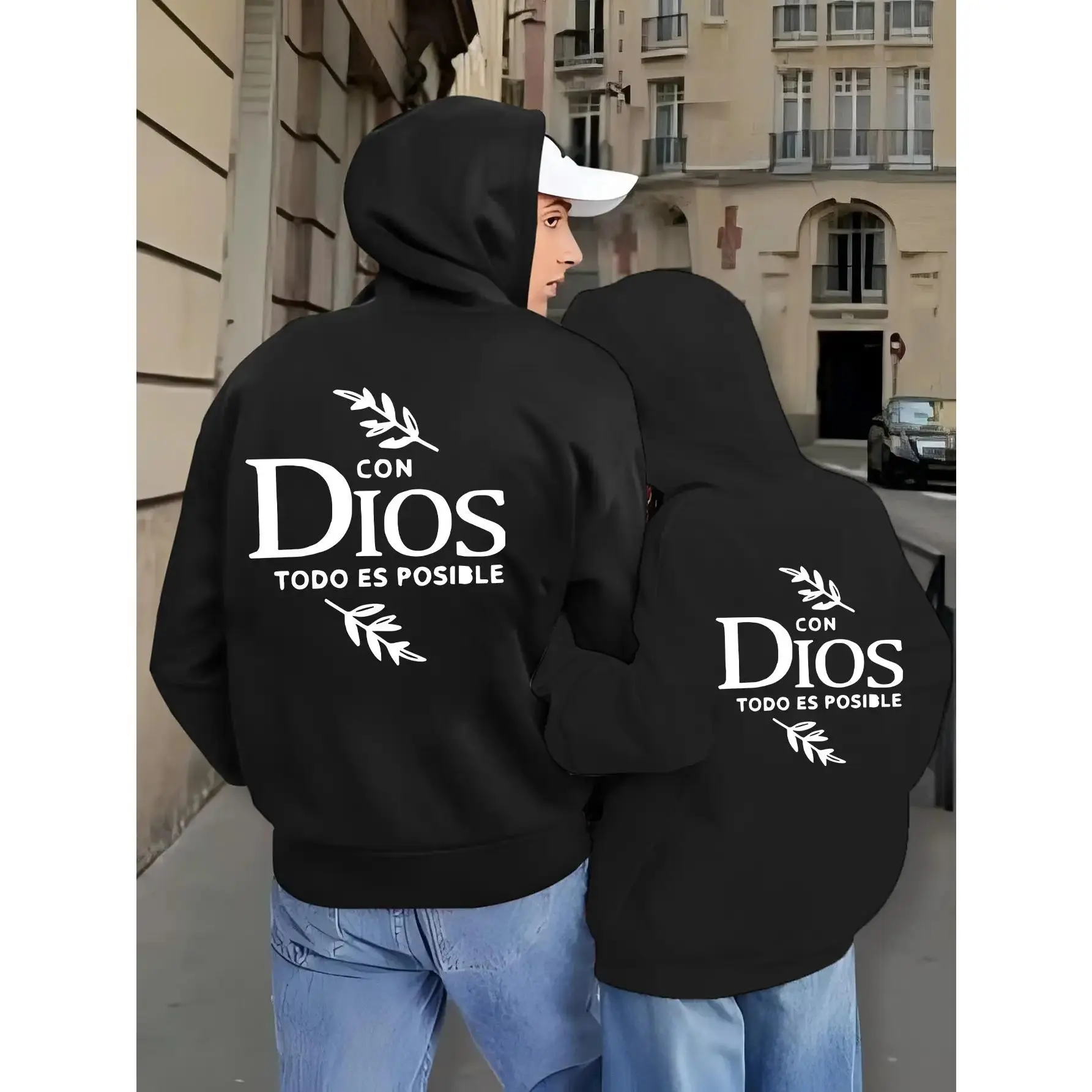 Couple Outfit Black and White Couple Pocket Sweatshirt s Hoodie Cotton Womenswear Matching Set Geometric Print Casual Style Classic Crew Neck Short Sleeve Fitted for Gifting to Friends and Couples, Clothes, 100% Cotton