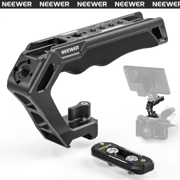 NEEWER CA008 Top Handle & NATO Rail Kit, Comfort Silicone Grip with Quick Release NATO Clamp, 3 Cold Shoes and 1/4" 3/8" ARRI Threads, Compatible with SmallRig Camera Cage Video Rig
