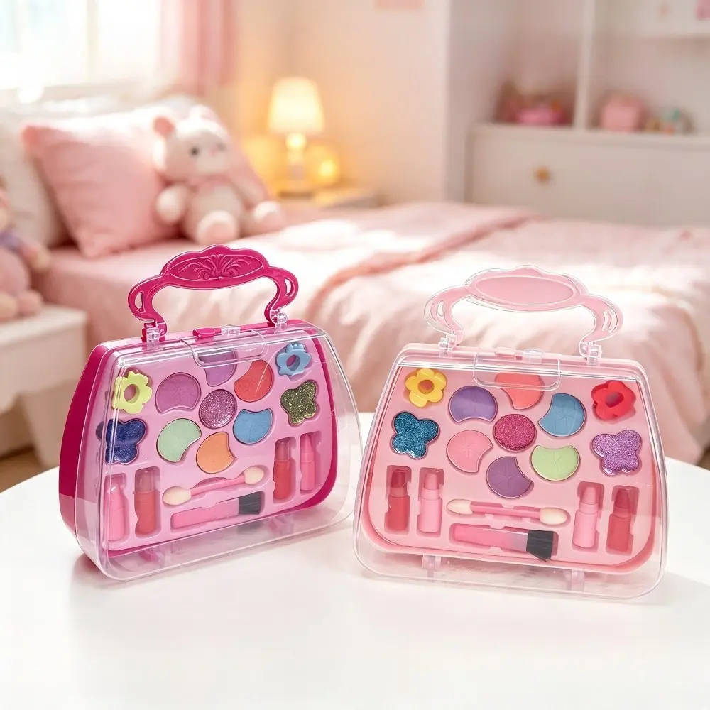 1pc Children's Portable Handbag-Shaped Simulated Makeup Toy Set - Washable Eyeshadow, Lipstick, Dress-Up Toys - Indoor Recreation Birthday Party Gift for Little Girls