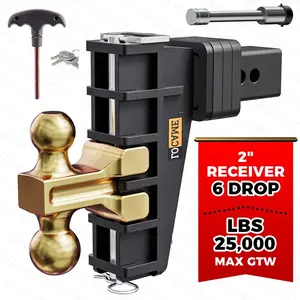 Adjustable Trailer Hitch 2" Receiver 6" Drop Tow Hitch GWT 25000LB Heavy Duty US