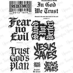 Redeemed Mini DTF Transfer Gang Sheet 24.5" wide x 36" long. Direct To Film Mini Gang Sheet