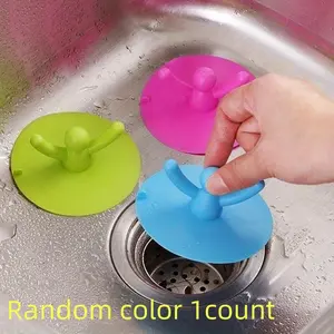 Versatile Silicone Drain Stopper - 1pc, Odor-Resistant, Easy To Clean, Secure Fit Sink & Bathtub Plug in Blue, Green, Pink | Essential Bathroom Accessory