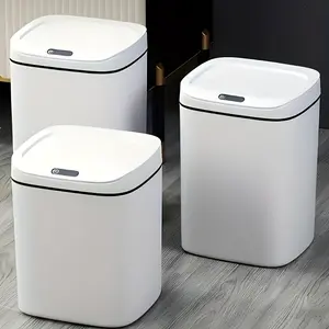 Motion-Activated Smart Trash Bin for Bathrooms, Featuring a Lid And Touchless Operation. Its Minimalist Design Makes It Ideal for Home, Kitchen, Office, Bathroom, And Outdoor Settings, Providing an Effective Solution for