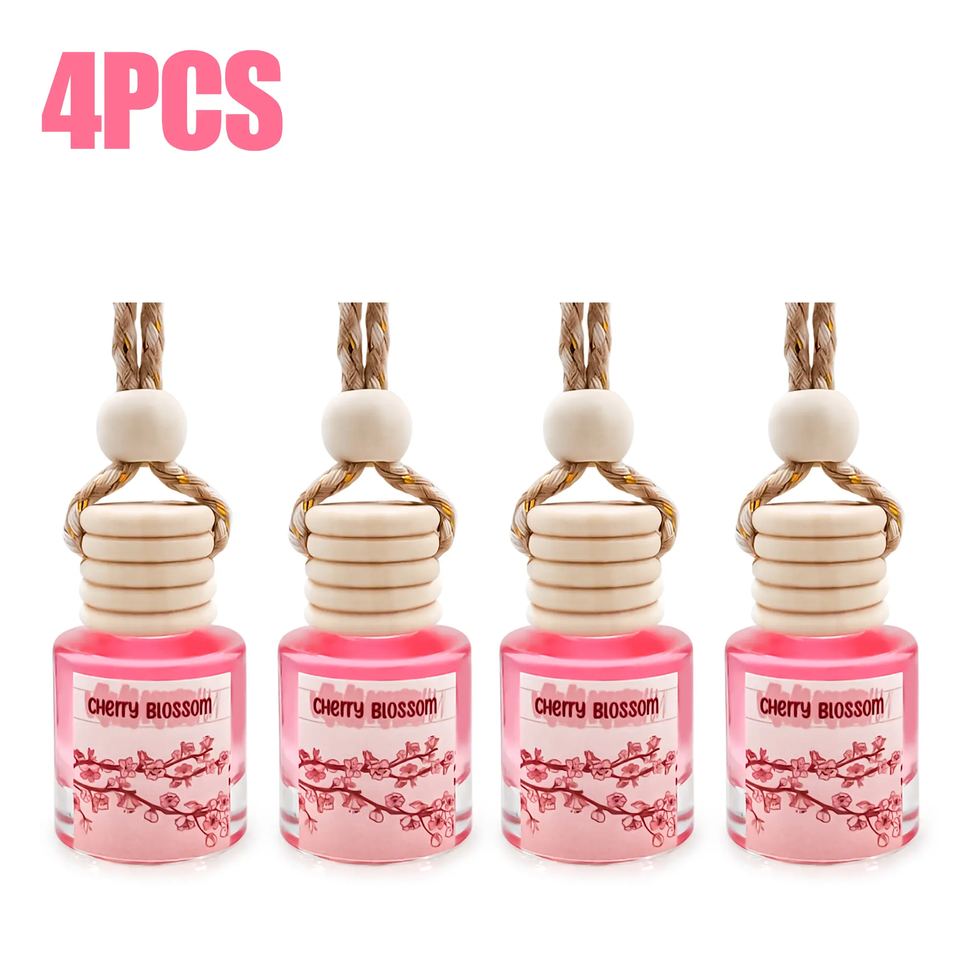 4-Pack Oval Car Air Freshener Hanging Fragrance Oil Diffusers, 8ML Natural Fruit Scented Perfume with 3 Scents, Long-Lasting with Fragrance Oil Drops, for Car Use & Gifting