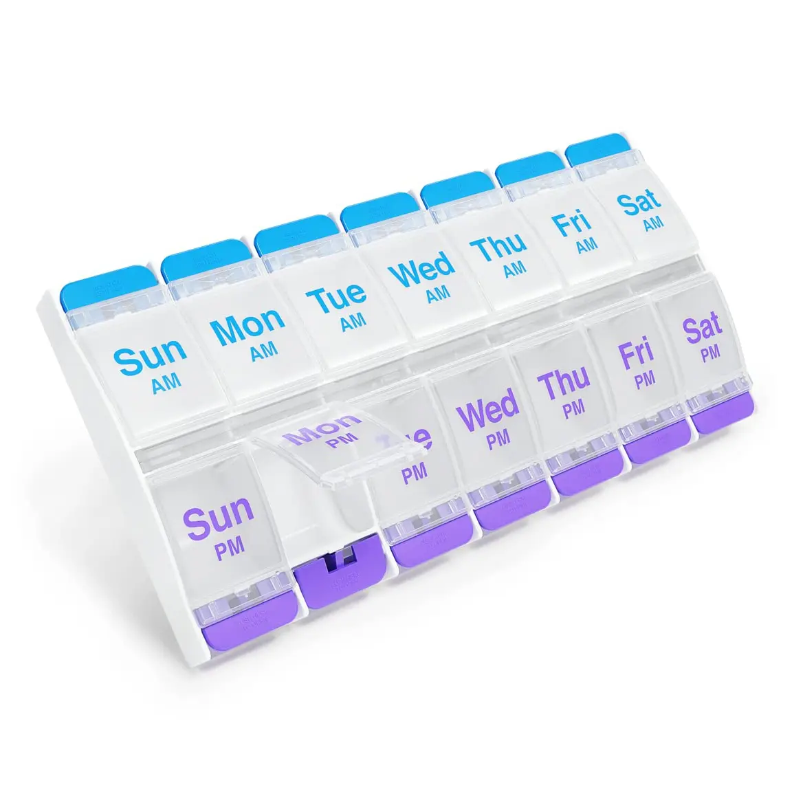 Push Button Pill Case, Weekly AM & PM 14-grid Large Capacity Medicine Planner, Home Pill Organizer, Vitamin Organizer, Supplement Organizer, Vitamin Dispenser