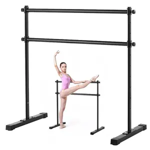 fathersdaygift VEVOR Ballet Barre, 4 Ft Double Barre Bar for Home, Freestanding Portable Ballet Stretching Dance Bars, Height Adjustable Anti-Wobble Fitness Studio Equipment, for Pilates Balance Workout