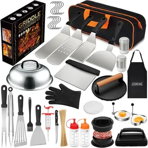 237 count Griddle Accessories Kit for Blackstone,  Flat Top Grilling Accessories, Grill Spatula Set with Enlarged Spatulas, Basting Cover, Burger Press Patty Maker, Scraper for Outdoor Barbecue