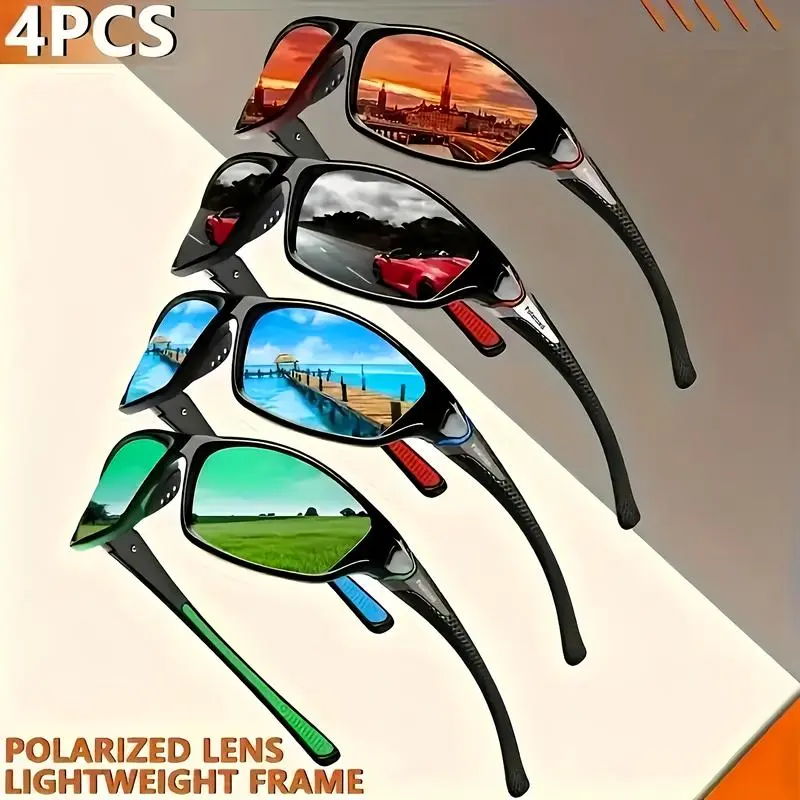 A set of 4 cycling sports fashion glasses, suitable for both men and women, ideal for running and cycling.