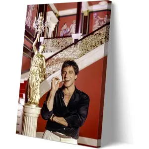Scarface Posters Canvas Printing Art,Suitable for Bedroom,Living Room,Bathroom Wall Decoration LCVME (16x24,Wooden Frame)
