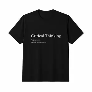Critical Thinking The Other National Deficit Funny Sarcastic T-Shirt - Unisex Cotton Tee with Political Humor Slogan, Short Sleeve Round Neck Casual Wear for Men & Women