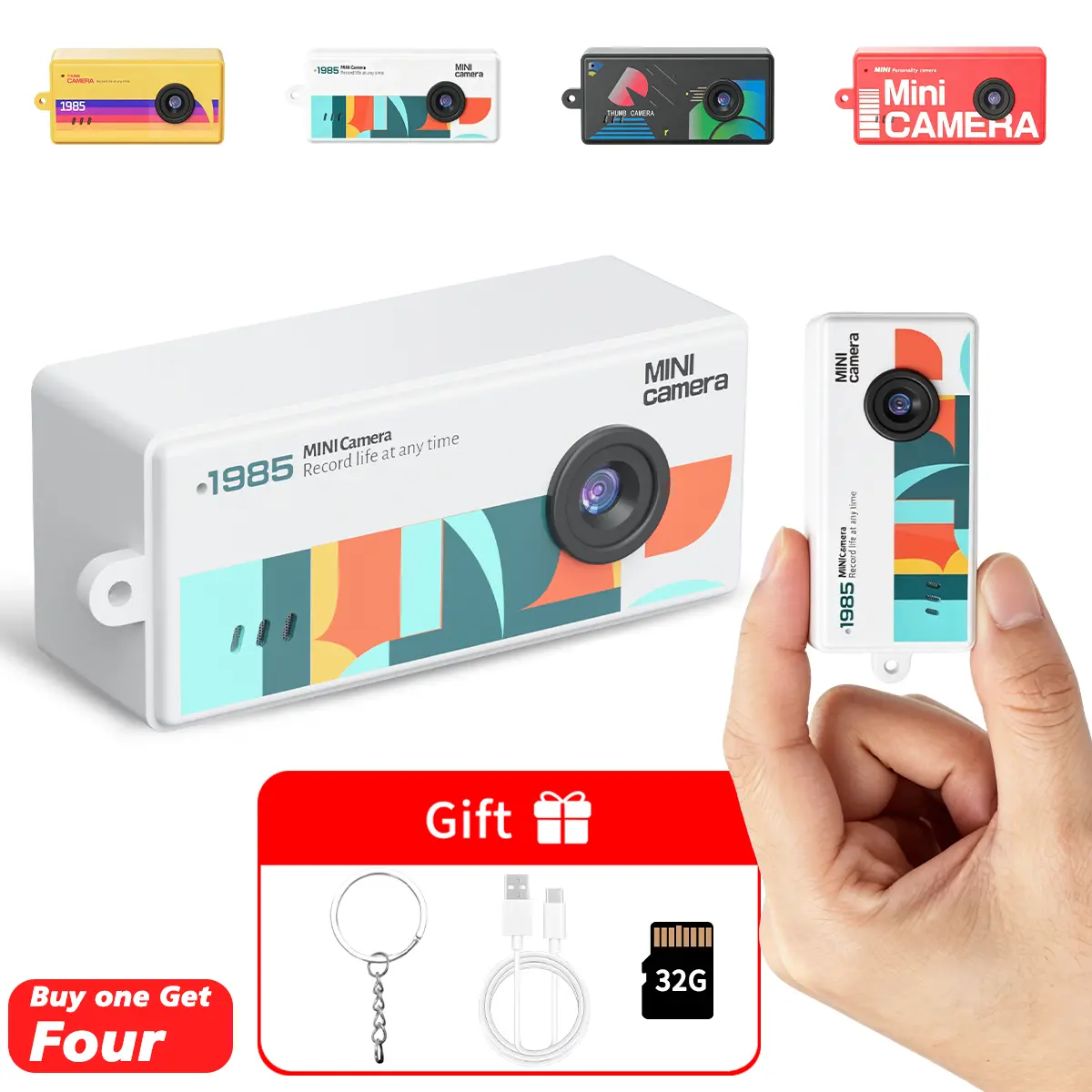 Compact Thumb Camera with 32GB SD card, Keychain Camera, Wearable Recorder, Portable Camera,Reviewing photos and videos, retro filter,Student Outdoor Sports Camera, Kids Video PocketCamera, Rechargeable Mini HD Digital