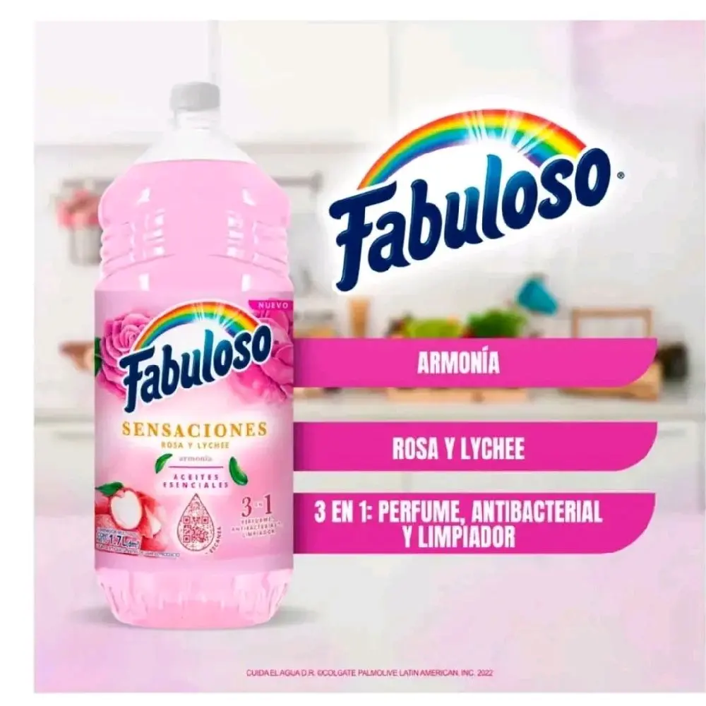 Limpiador Fabuloso 3 En 1 Rosa Y Lychee Armonfa 1.7 MI