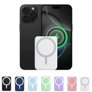5000mAh Magnetic Wireless Rechargeable Power Bank - Fast Charging MagSafe Battery Pack for iPhone 17/16/15/14/13/12/Plus/Pro Max, Compact Portable Smartphone Charger Flashlight carga dor de telefono portability easy