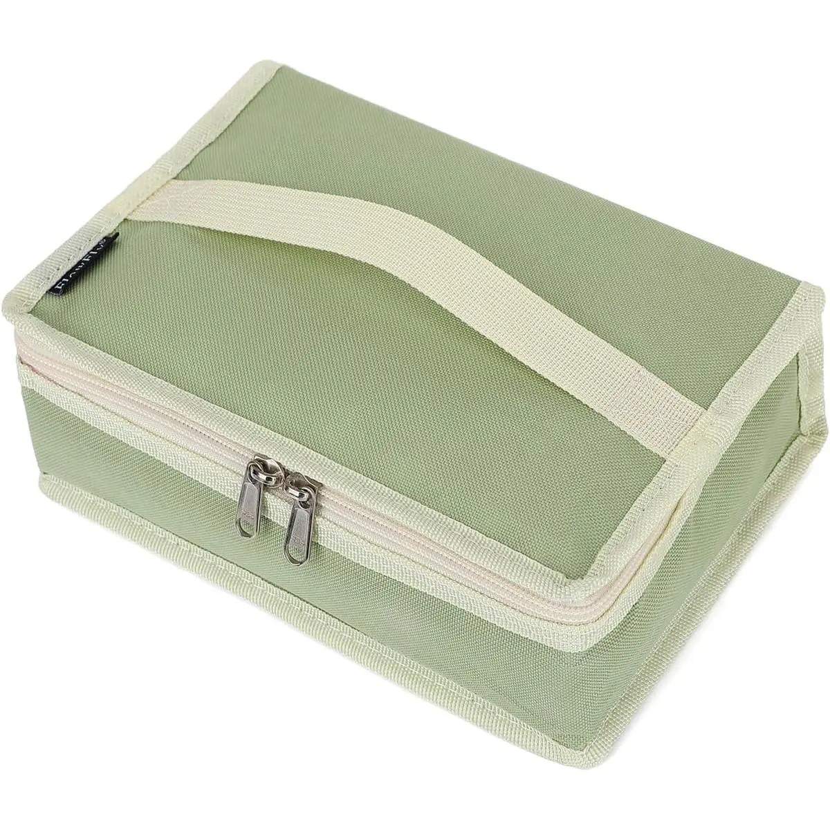 Small Insulated Lunch box Portable Soft Bag Mini Cooler Thermal Meal Tote Kit with Handle for Work & School, Light Matcha