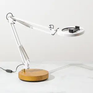 Canvas Lamp with Classic Wooden Base - Eye-Catching Ring Light and Phone Holder for Content Creators, Artists, Entrepreneurs, and Small Business Owners