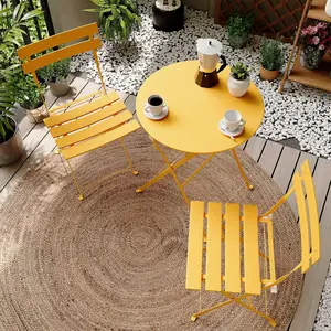 LAUSAINT HOME 3-Piece Folding Bistro Set, 2 Chairs and 1 Table, Weather-Resistant Outdoor/Indoor Conversation Set for Patio, Yard, Garden-