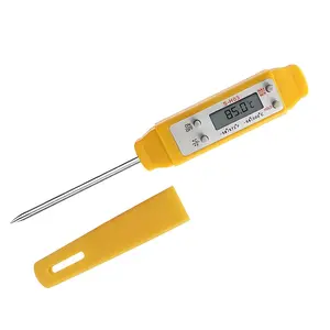 Meat Thermometer Digital Food Thermometer for Cooking Kitchen Automatic Calibration Pen Style Electronic Pocket Thermometer for Water Temperature Barbecue Yellow
