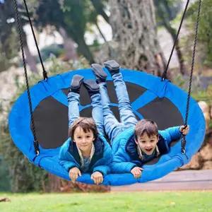 Answer E 48'' Saucer Tree Swing Set Adjustable Ropes Round Tree Swing for Children Blue