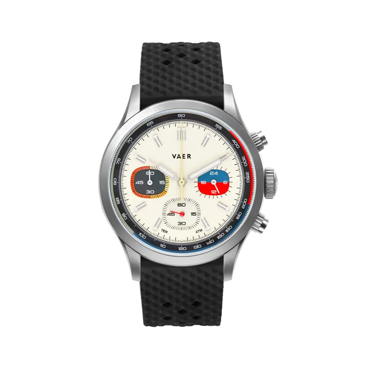 RS1 Rally Chronograph Watch for Men - Cream 40mm | Vintage Racing-Inspired Design with Japan Meca-Quartz Movement | Sapphire Crystal & Water Resistance, Screw-Down Crown, Interchangeable Straps