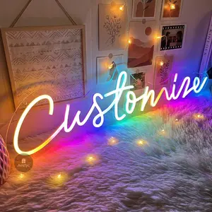 Custom RGB Neon Sign Personalized LED Name Light Rainbow Color Changing Wall Decor for Bedroom, Gaming Room & Home Aesthetic | Dimmable Neon Lights with App & Remote Control Home Decor Wall Art Chill Vibe