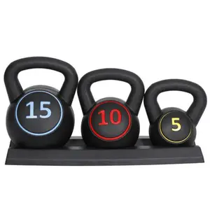 Answer E 3-Piece Kettlebell Set Fitness Strength Training Exercise With Base Home Gym