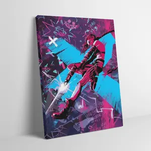 Arcane Jinx Graffiti Style Black Flash Wall Art Canvas Painting Anime Fans Mid-century Modern Aesthetic Home Decor Vi Pink Blue Colorful Print Poster