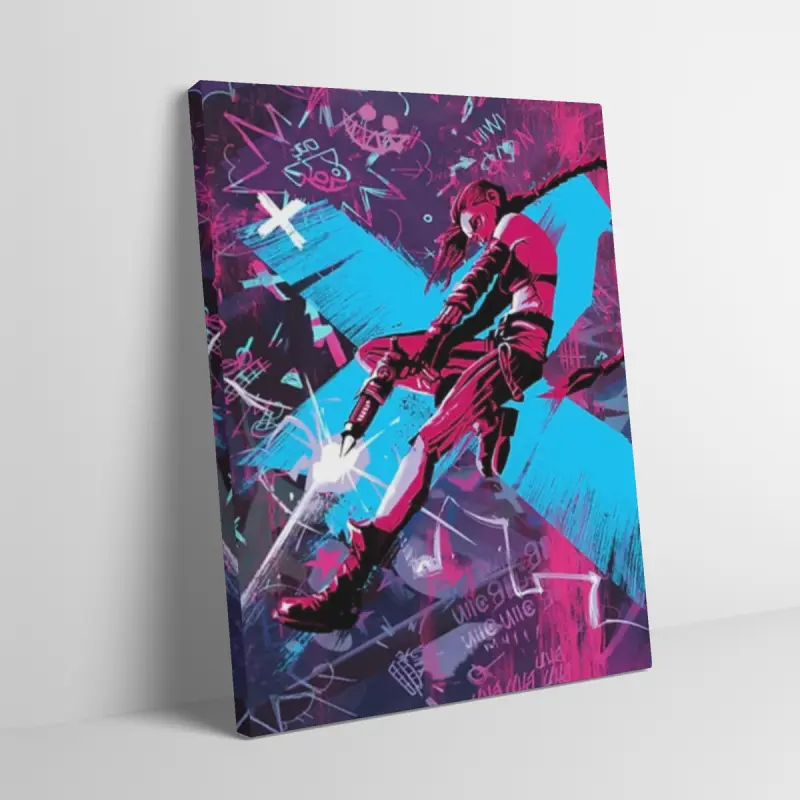 Arcane Jinx Graffiti Style Black Flash Wall Art Bedroom Art Canvas Painting Anime Fans Mid-century Modern Aesthetic Artistic Home Decor Vi Pink Blue Colorful Print Poster Artistic Indoor Decoration Anime Design
