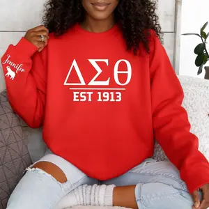 Custom Delta Sigma Theta Sweatshirt & Hoodie, College Sorority Gifts, Greek Letter Crewneck Apparel