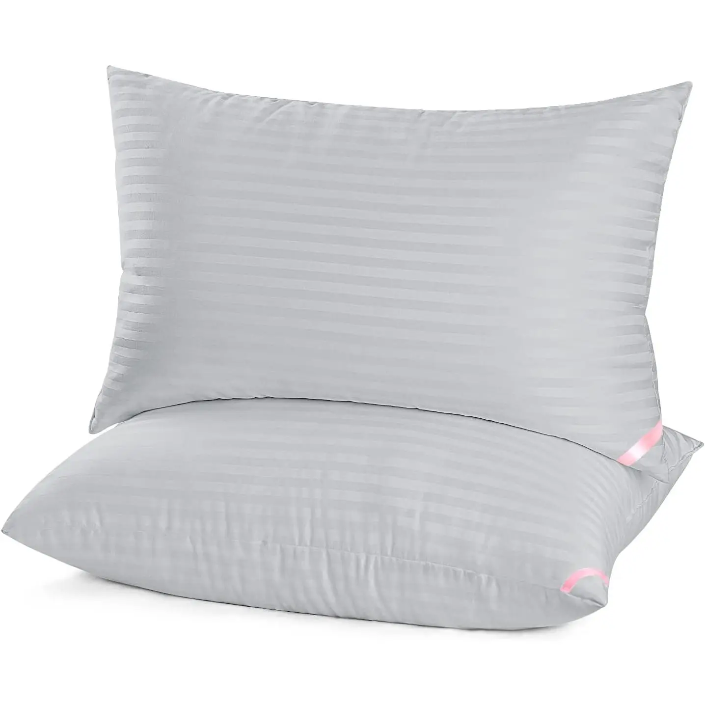 2-Pack 20x30 Inches Grey Sleeping Bed Pillows, 50% Gel Hollow Fiber Filled, Breathable Durable Machine Washable Microfiber Down Alternative Pillows for Side Sleepers, 20 X 30 Inches