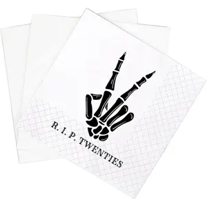 RIP Twenties Cocktail Napkins 100 Pack Death to My 20s Dirty 30 Birthday Paper Beverage Napkins Bulk for 30th Birthday 2-Ply 5x5 RIP Twenties Napkins