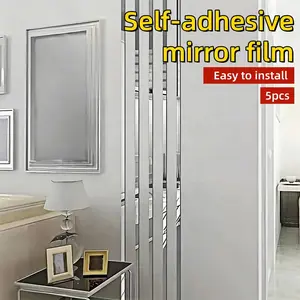 5pcs Acrylic Self-adhesive Decorative Strips, Mirror Wall Stickers, Wall Decal, 2cm Self-adhesive Decorative Border Strips, Used for Ceiling Decoration, TV Background Border