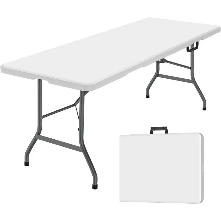 Leumius 6 Foot Folding Table,Indoor Outdoor Folding Table,White