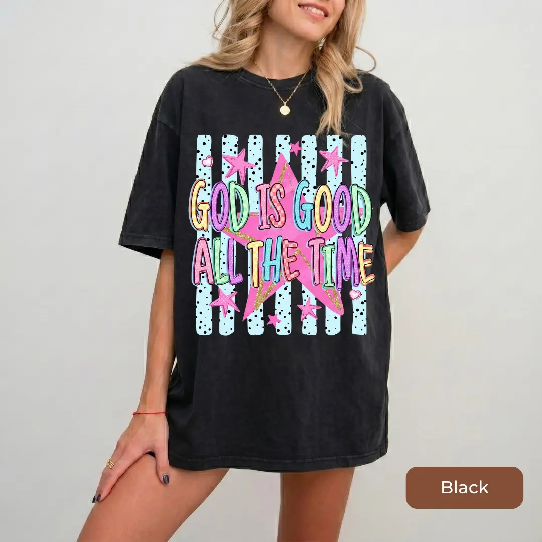 God Is Good Shirt, Preppy Christian Graphic Tee, Striped Faith T-Shirt, Inspirational Religious Top, Christian Gift For Her