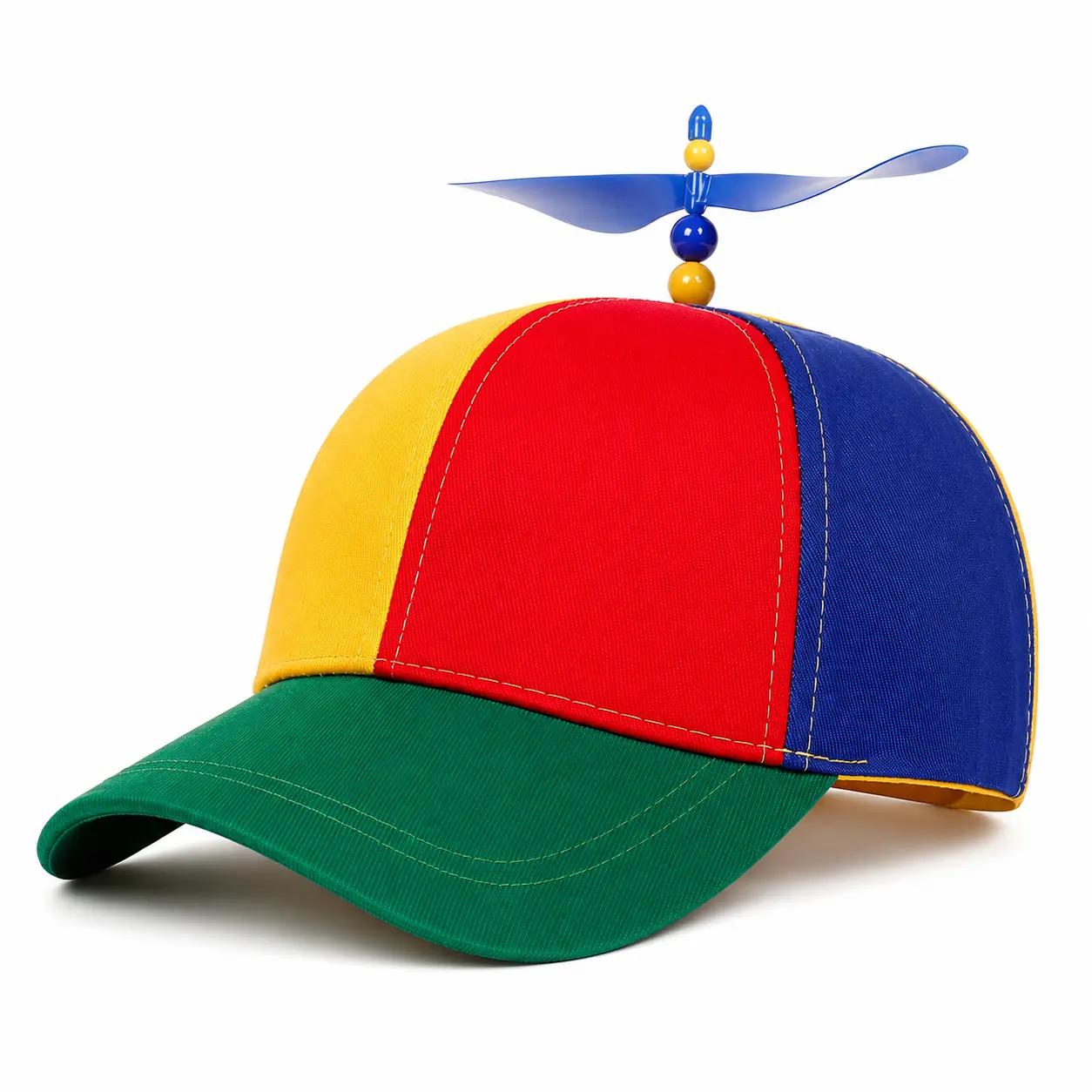 Novelty Funny Propeller Baseball Cap - Durable Rainbow Color Block Cotton Hat with Spinning Top, Adjustable Family Matching Dress Up Accessory, Holiday Funny Gifts Accessories Dress Up Hat for Kids & Adults, Outdoor Parties, Fun Gifts, Funky Unique Access