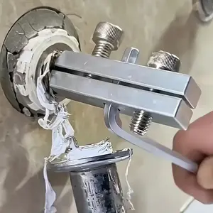 Metal Water Pipe Damage Removal Tool Set, Faucet Angle Valve Extractor with Lock Nut Design, Adjustable Rod for Easy Operation