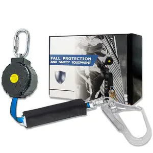 6FT Fall Protection Retractable Lanyard, Self Retracting Lifeline Construction Lanyard Fall Arrest Safety Roofing Heavy Duty Leading Positioning