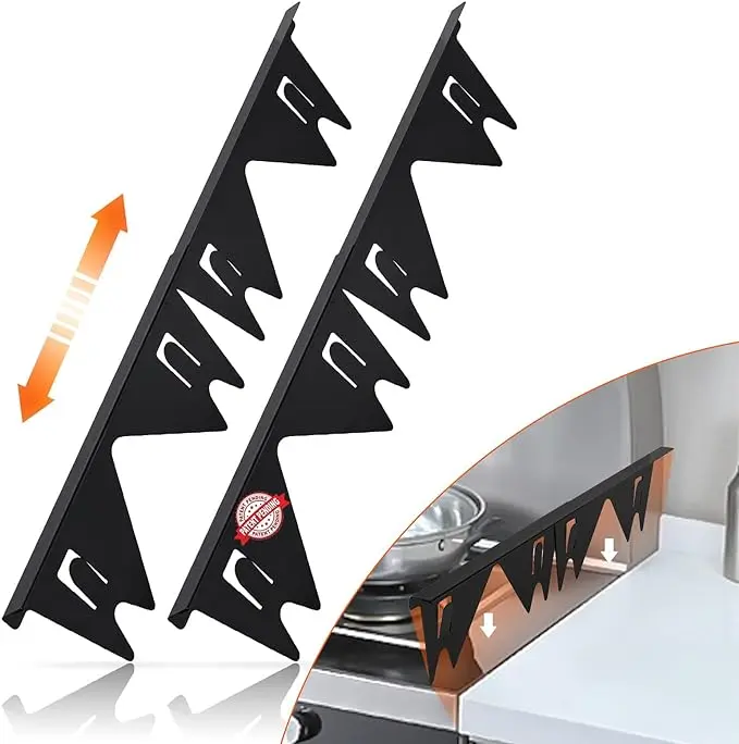 [SUPAFA]  Stainless Steel Stove Gap Covers,Stove Gap Filler,Range Trim Kit, Stove Gap Guards, Heat Resistant and Easy to Clean, Easy retractable Length 13.8" to 27.5", Width 0.79"(2PCS) Adjustable Telescoping，kitchen gadgets