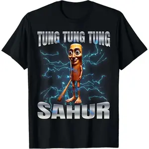 Cotton Unisex Tung Tung TShirt for Sahur with Women S Graphic Design