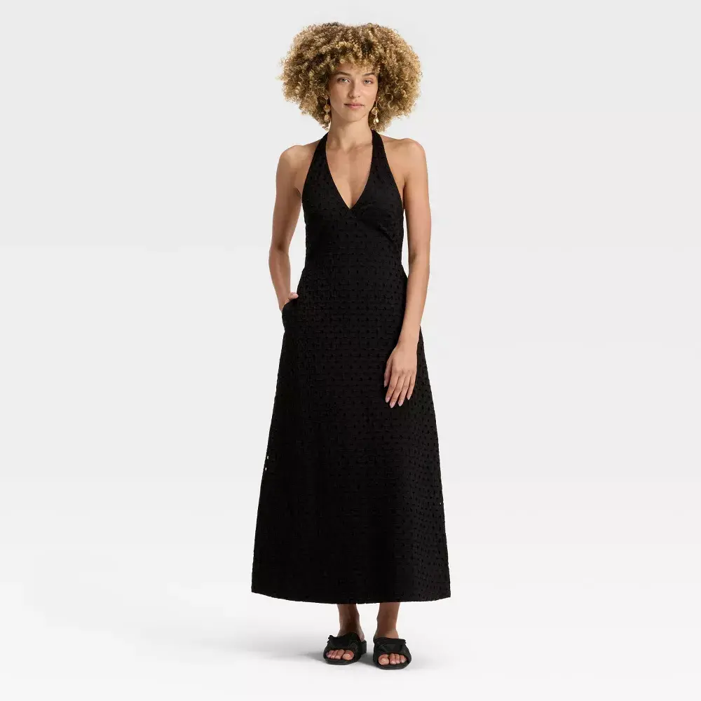 Women's Eyelet Maxi A-Line Dress - A New Day