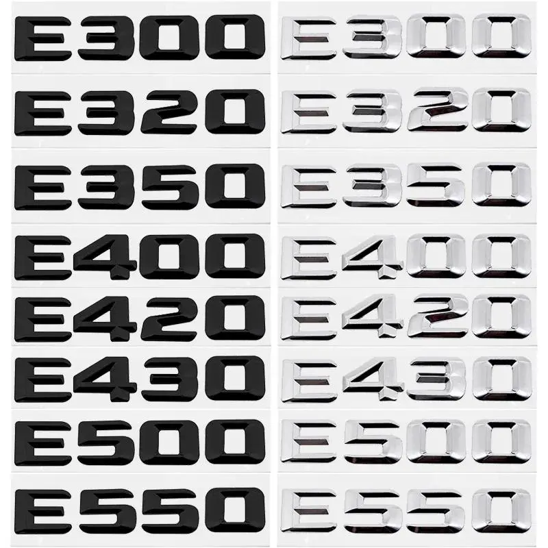 Car Rear Trunk Number Letter Sticker Tail Box Emblem Badge for Mercedes Benz E Class E300 E320 E350 E400 E420 E430 E500 E550
