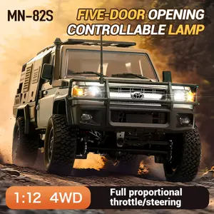 JJRC MN-82S 1:12 Scale 4WD Off-Road RC Pickup Truck Crawler, Proportional Control, Rechargeable Battery, Metal Chassis, 5-Door Opening, Controlled Lamps, Scale Realism for Adults